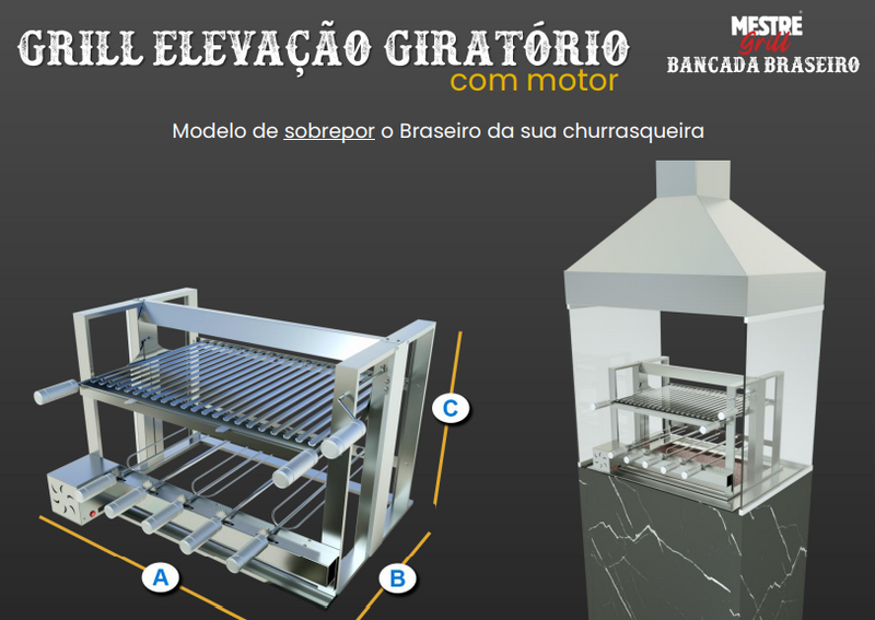 Churrasqueira Grill sem Motor com Elevação - 5 Espetos