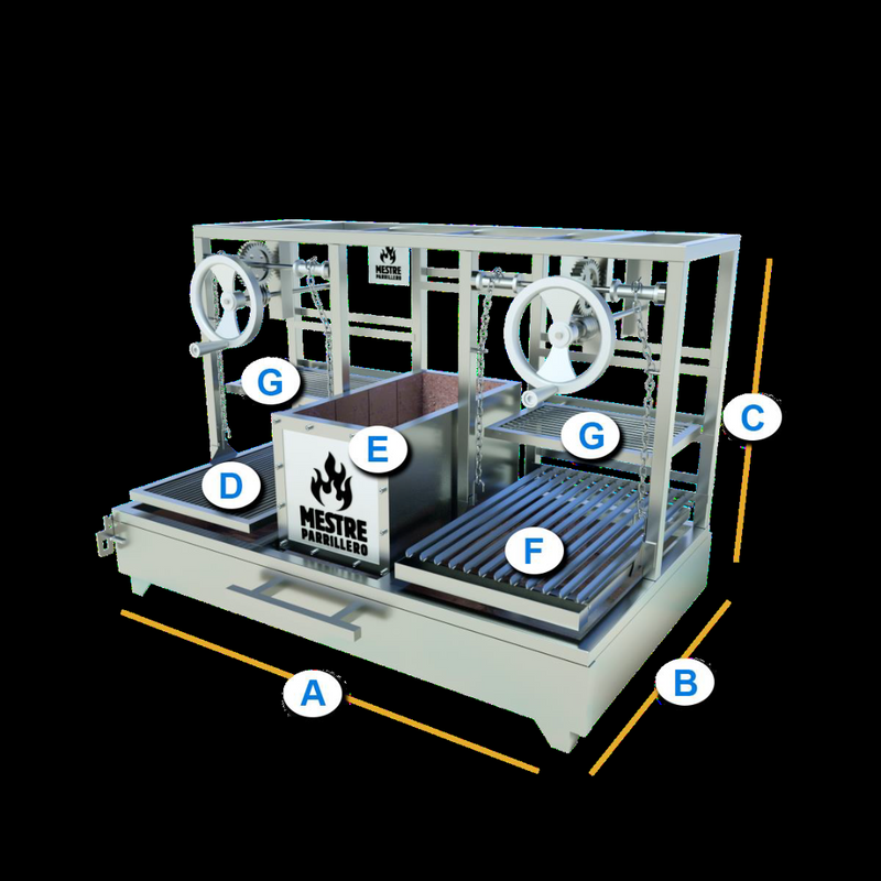 Churrasqueira Parrilla Argentina e Uruguaia de Elevação para Bancada com Firebox Central
